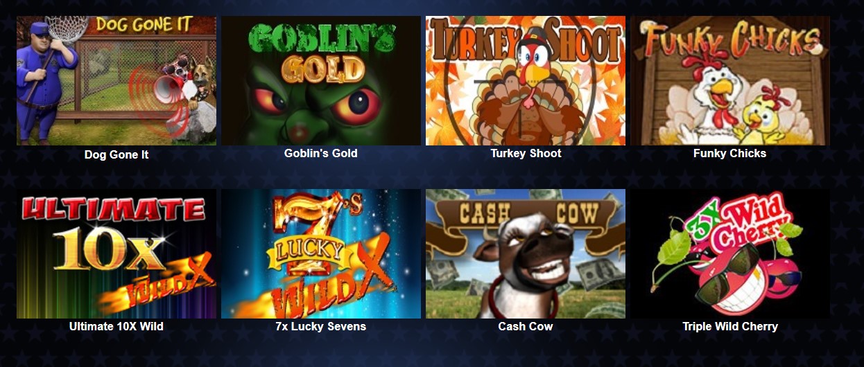 A choice of eight slot games.