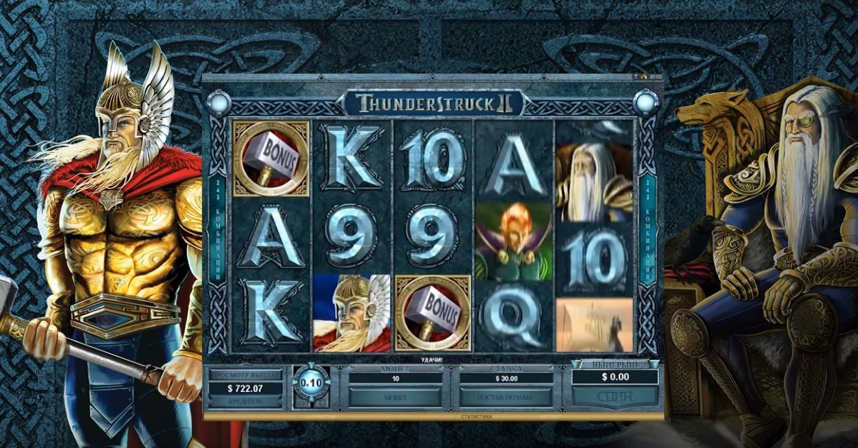 A game of Thunderstruck II at Spin Palace casino.